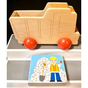 Hallmark Toy Wooden Dump Truck Book Toddler Construction Push Pull